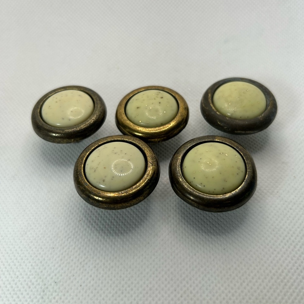 Vintage Style Cream and Gold Drawer Knobs kid of five